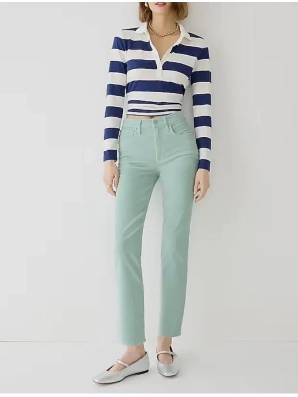 J.Crew corduroy vintage slim straight, 26, sea foam green